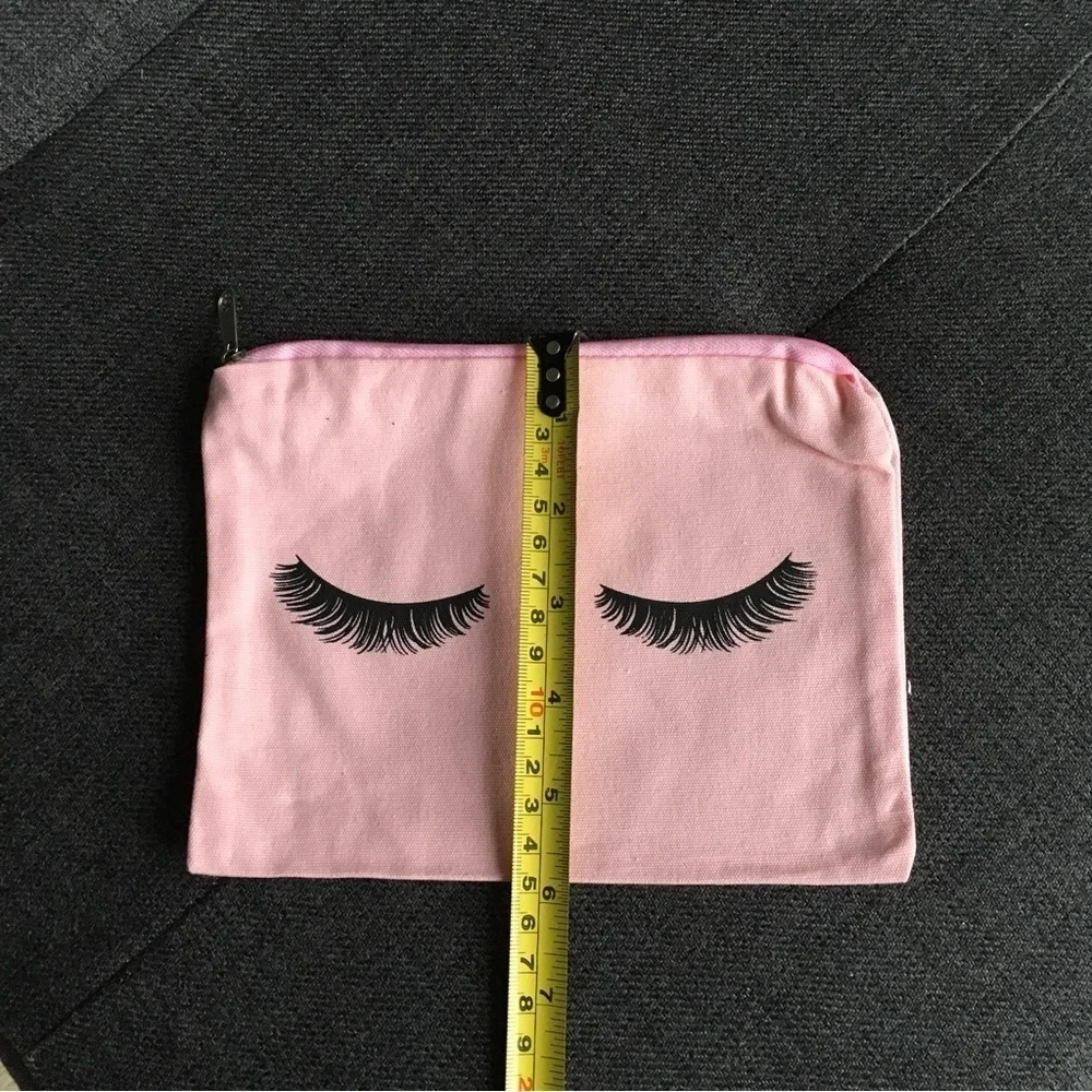 Eyelashes Makeup Bag, Travel Pouch, Pink, Black